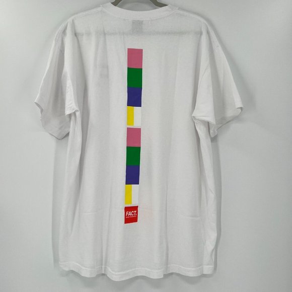 FACT. Men's Color Bar Short Sleeve T-Shirt Graphic Logo Tee White sz XL NWT $50 - Picture 4 of 6